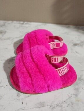 UGG Little Kids Fluff Yeah Rock Rose Slide 1098494K Toddler Size 4